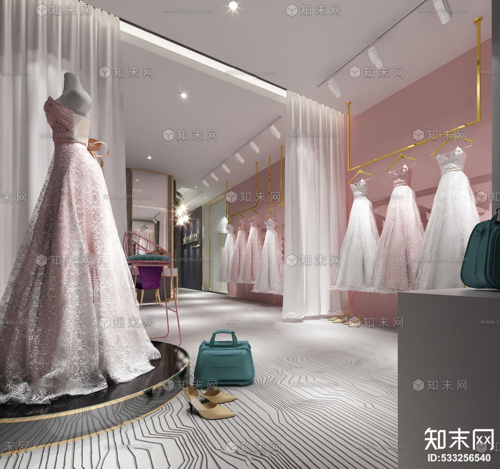 现代婚纱摄影店3D模型下载【ID:533256540】