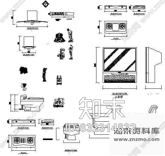 图块/节点家用装饰小图块cad施工图下载【ID:832314832】