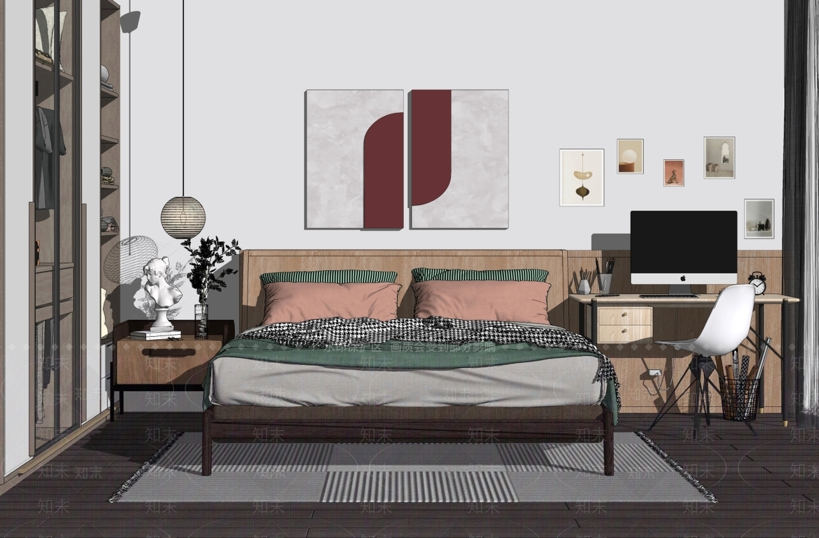 北欧卧室SU模型下载【ID:169672169】