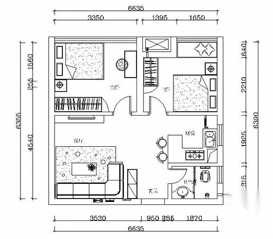 [原创]长沙小居室方案设计图纸（含效果图）施工图下载【ID:160729169】
