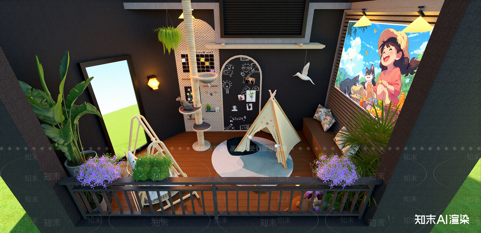 现代屋顶花园SU模型下载【ID:1216030111】