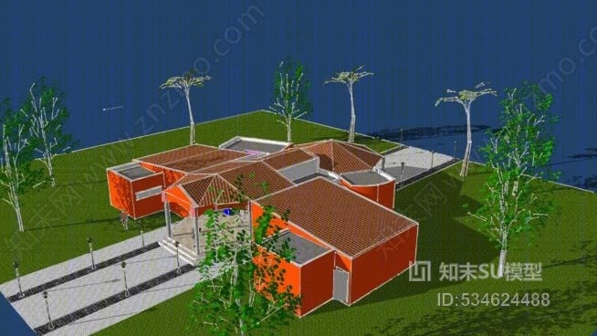 生态旅游中心SU模型下载【ID:534624488】
