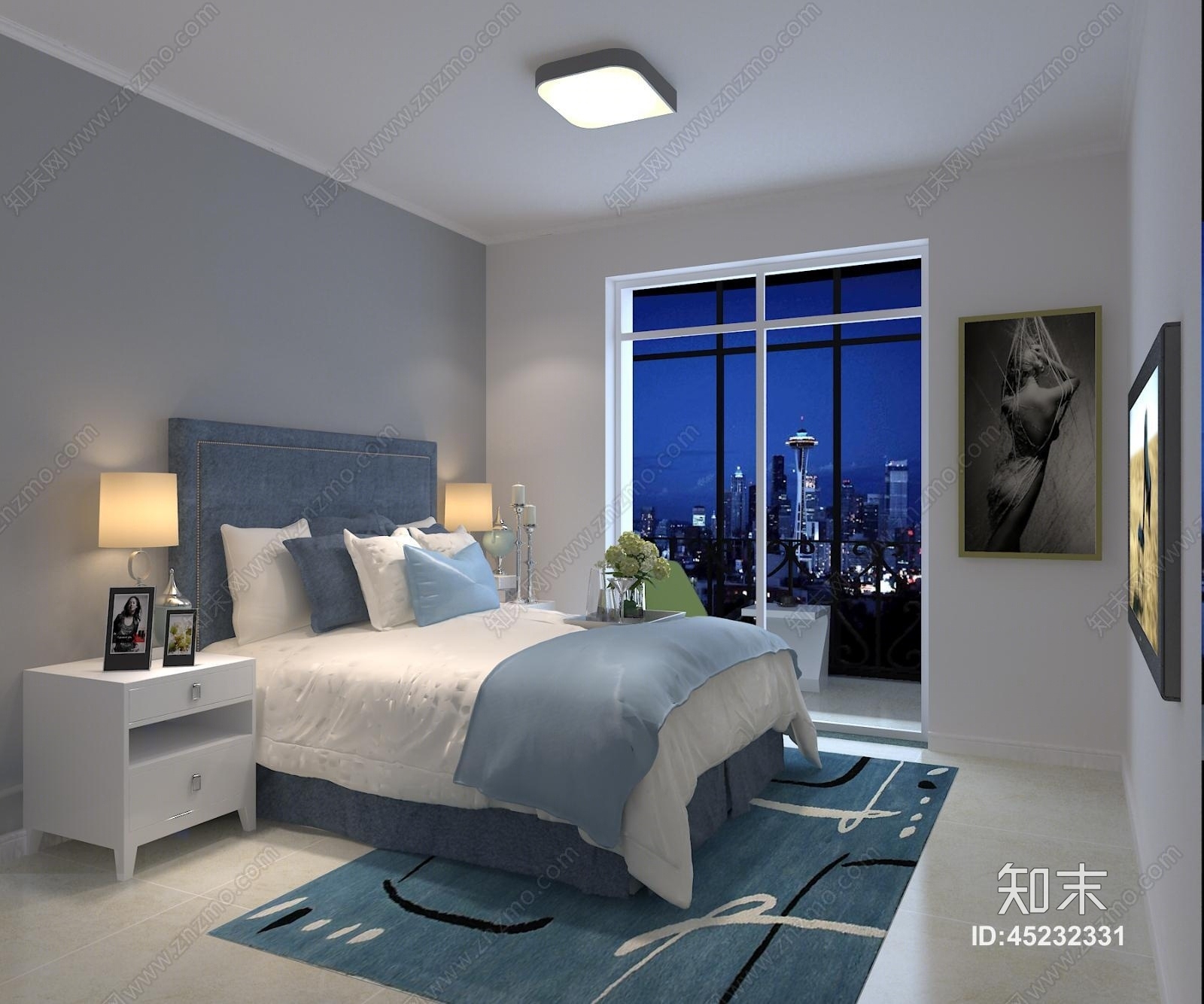 现代主卧3D模型下载【ID:45232331】