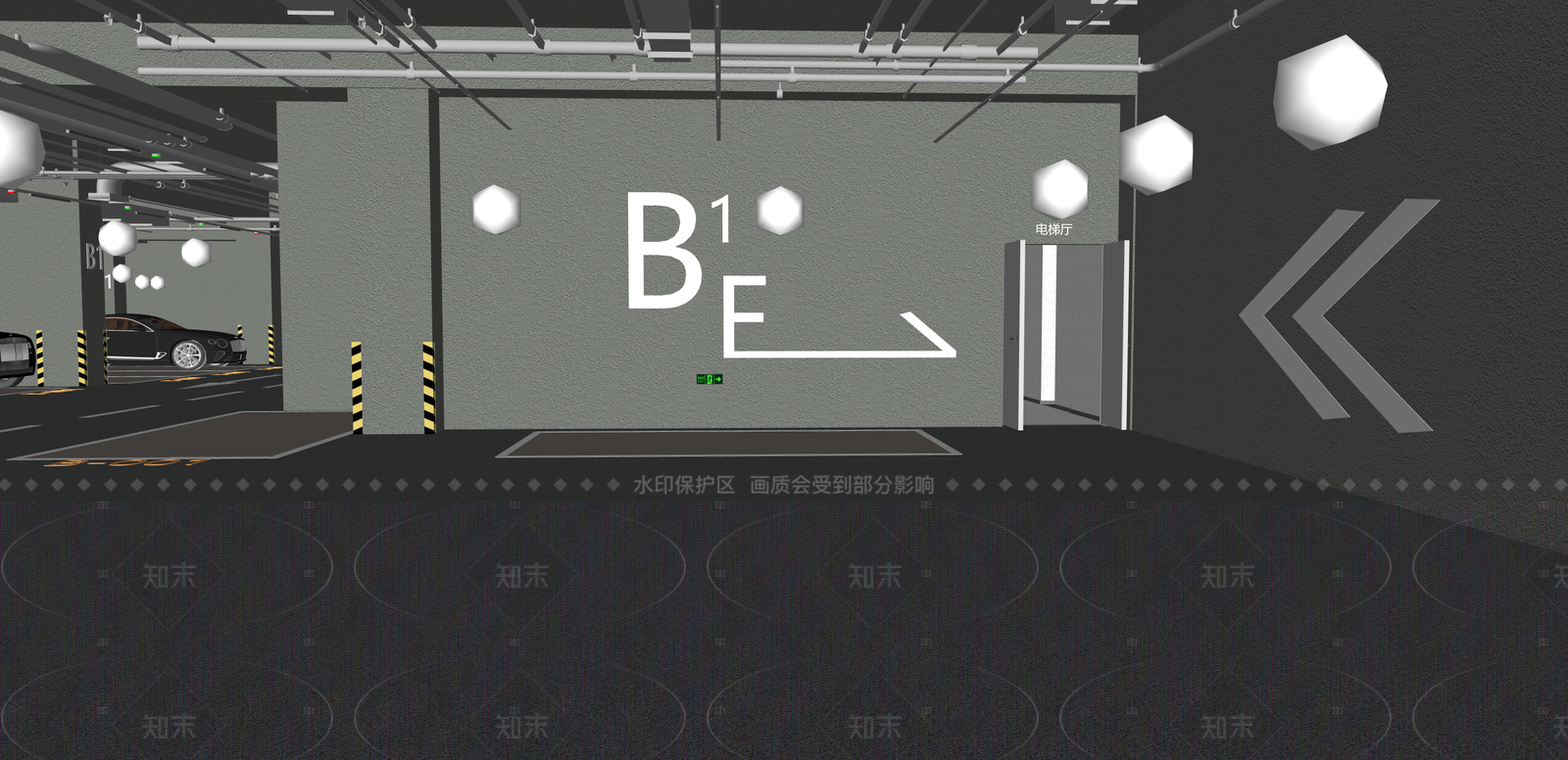 现代停车场SU模型下载【ID:1216044861】