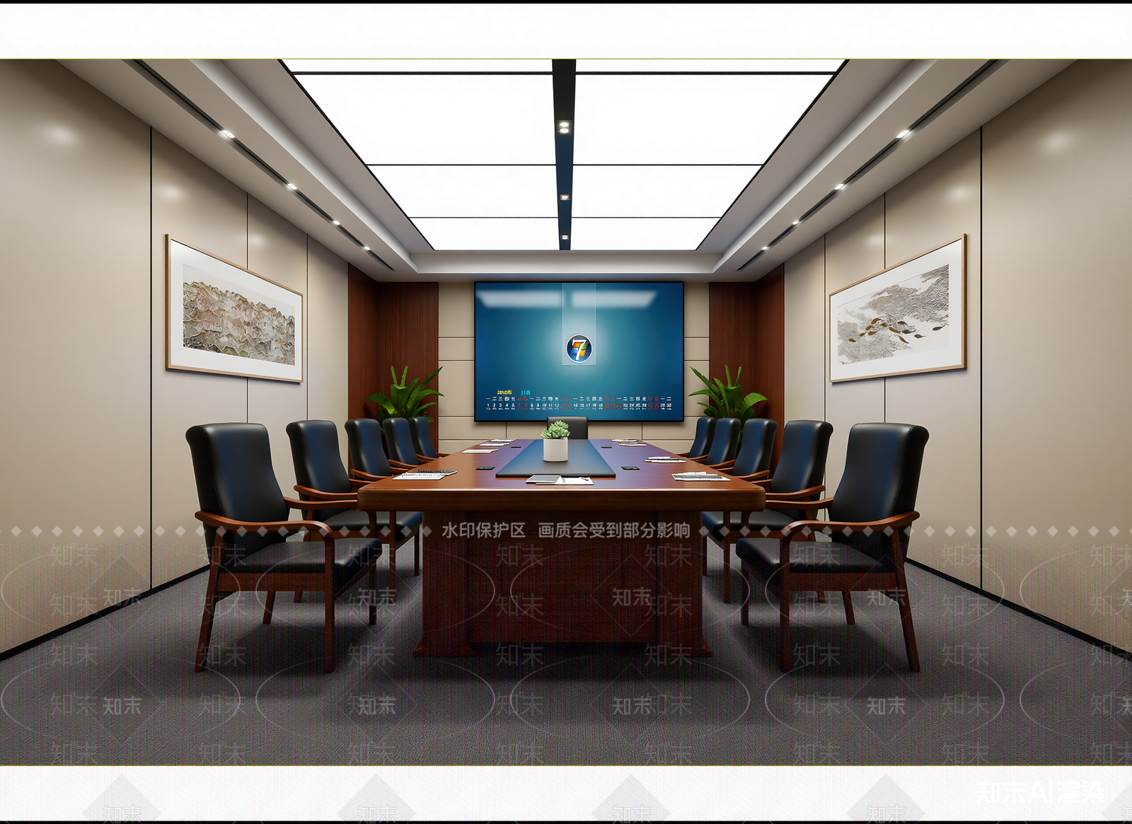 新中式会议室3D模型下载【ID:1214624907】