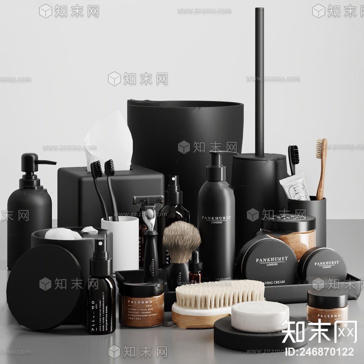 现代化妆品洗漱用品3D模型下载【ID:246870122】
