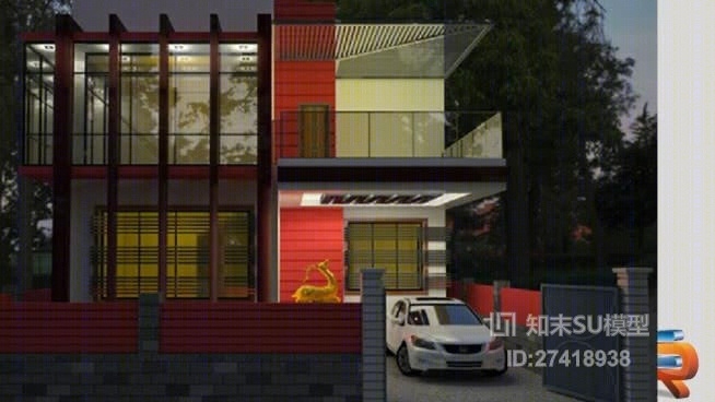 独栋别墅SU模型下载【ID:217958378】