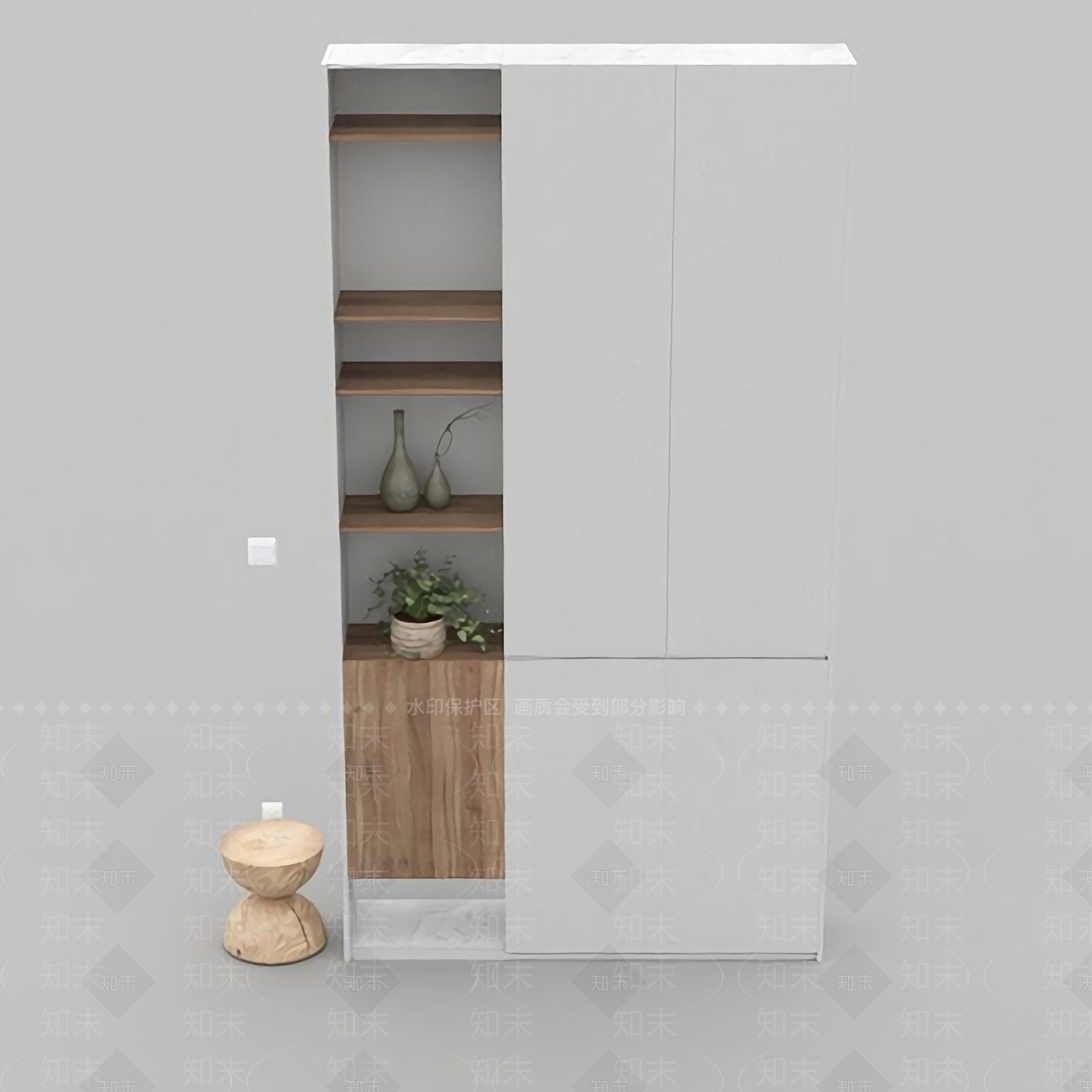 北欧简约实木储物柜3D模型下载【ID:1125239690】