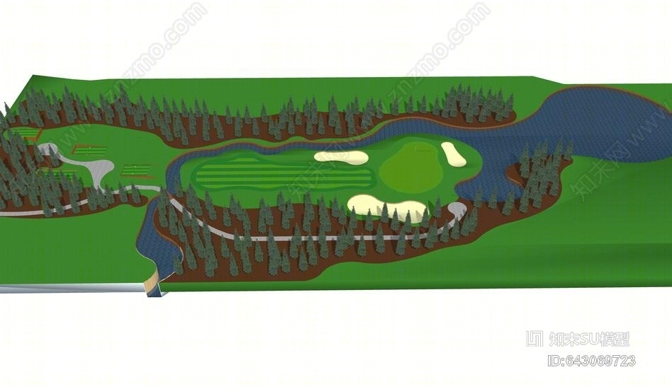 高尔夫球场SU模型下载【ID:643069723】