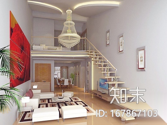 双层别墅装修图（效果+3D）施工图下载【ID:167867103】