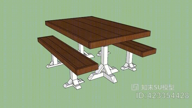 带凳子的厨房桌子SU模型下载【ID:423354428】