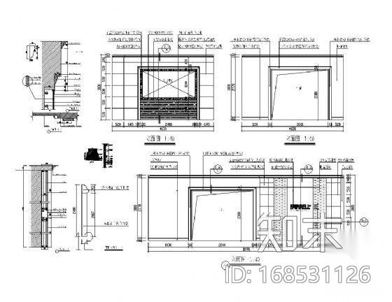 专卖店墙面装修详图cad施工图下载【ID:168531126】