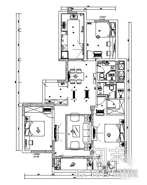 美式风格优山美地住宅设计施工图（附效果图）cad施工图下载【ID:161752192】