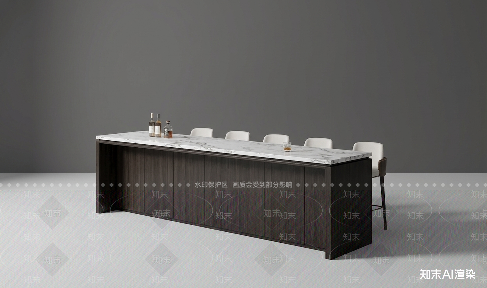 深色吧台（带白色台面）吧台3D模型下载【ID:1227449137】
