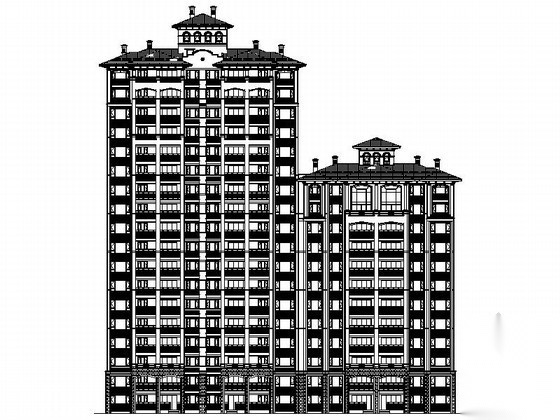 [济宁]某十八层二连板欧式豪华住宅建筑施工图施工图下载【ID:149532166】