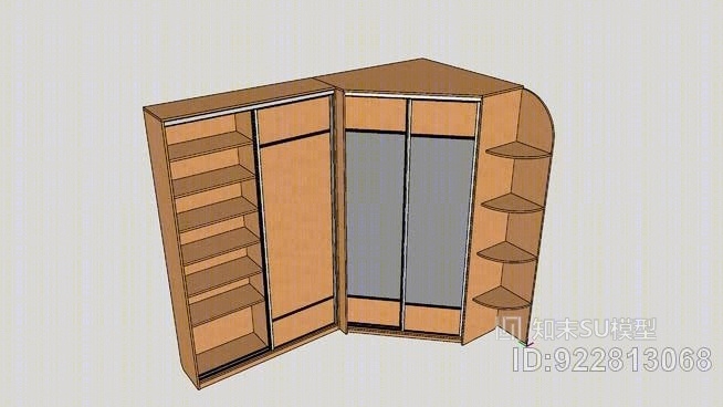 滑动衣柜SU模型下载【ID:922813068】