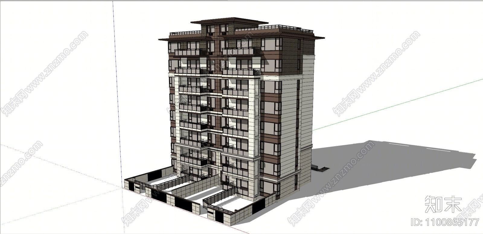 新中式多层住宅楼SU模型下载【ID:1100865177】