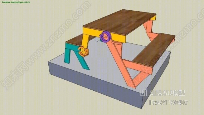 折叠野餐桌SU模型下载【ID:431106497】