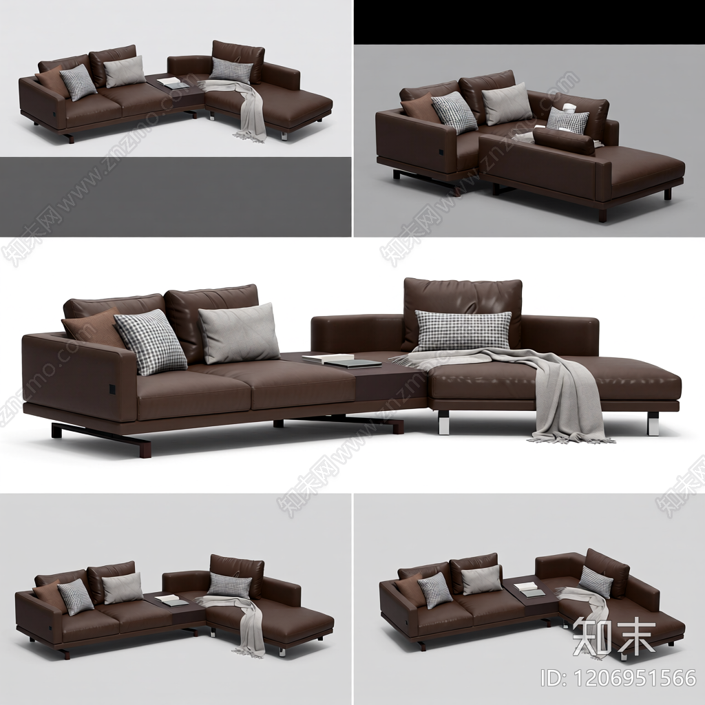 L型皮质沙发组合3D模型下载【ID:1206951566】