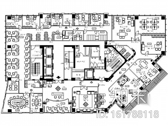 [上海]某集团豪华办公室室内设计装修CAD施工图施工图下载【ID:161788118】