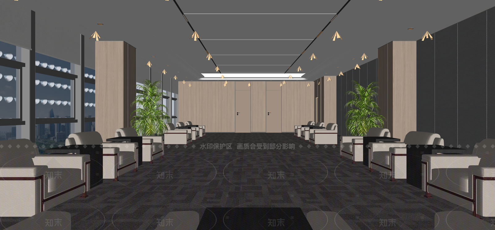 现代酒店大堂SU模型下载【ID:1215925066】