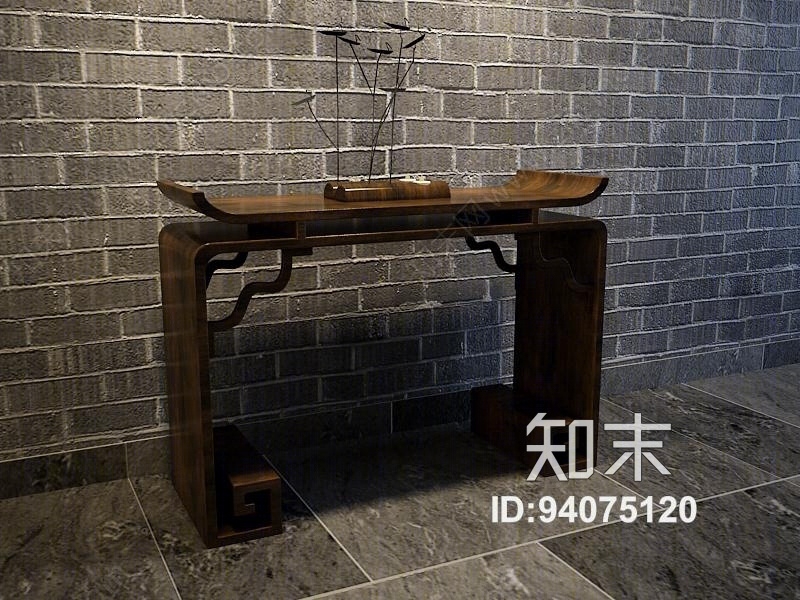 中式端景台，装饰案几3D模型下载【ID:94075120】