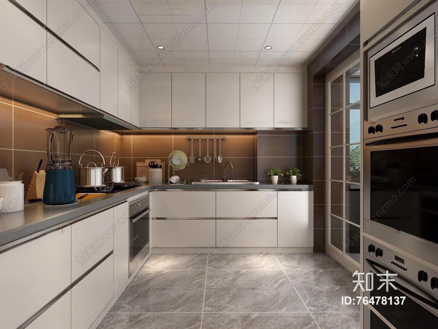 现代厨房厨具3D模型下载【ID:76478137】