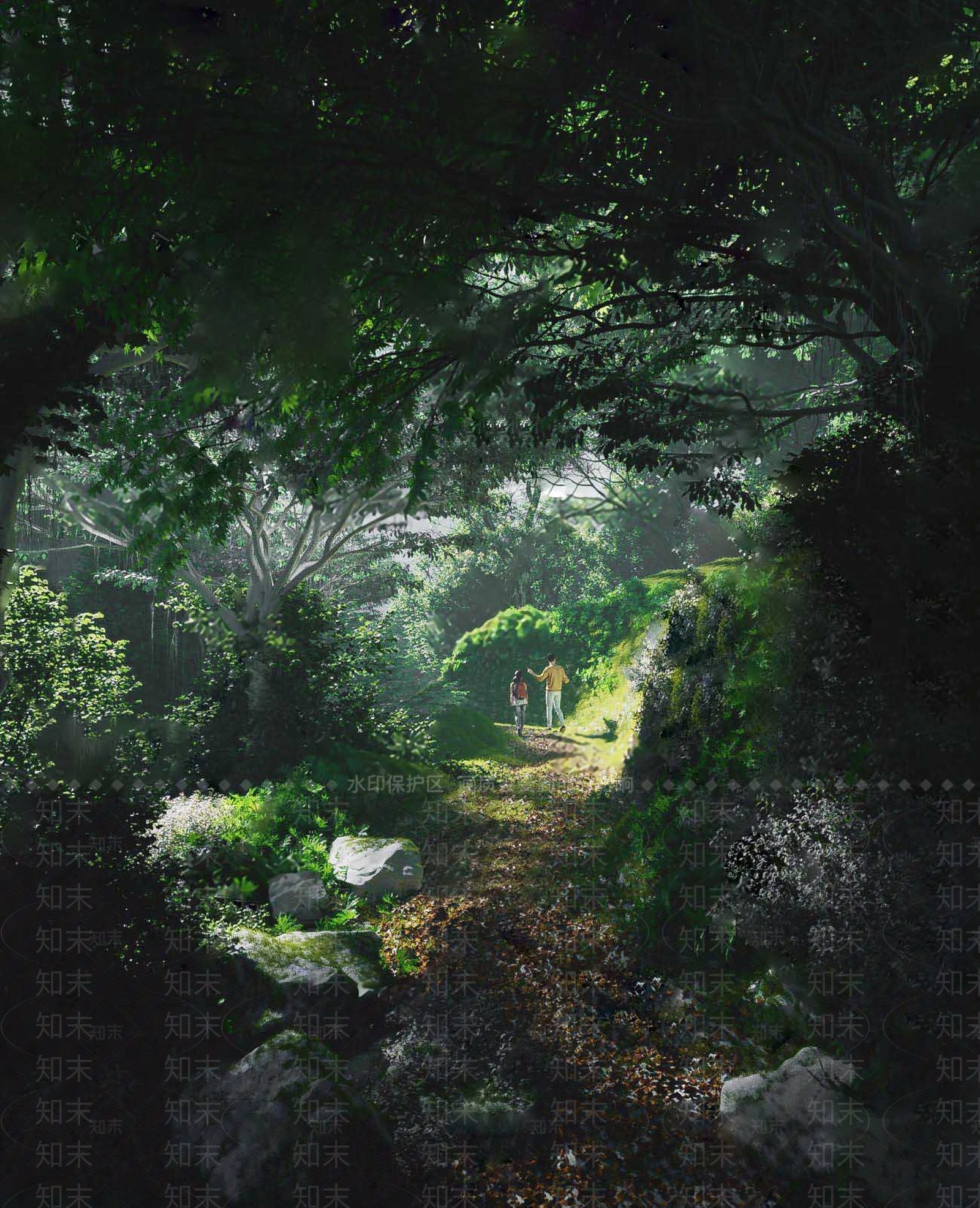 现代自然风森林小路景观3d模型下载【id:1101319781】_知末3d模型网