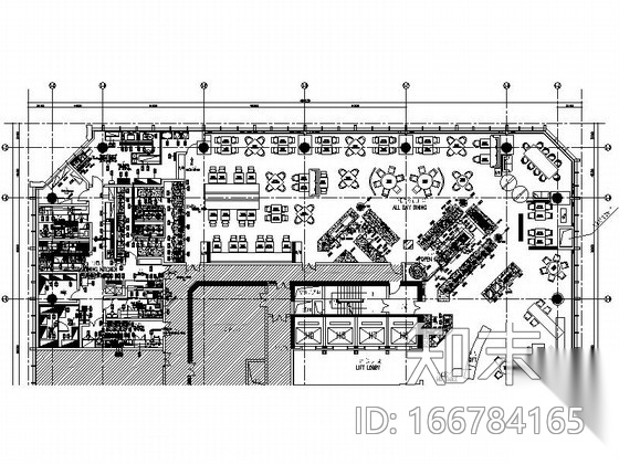 [广东]高档商务酒店全日制餐厅装修施工图（含效果）cad施工图下载【ID:166784165】