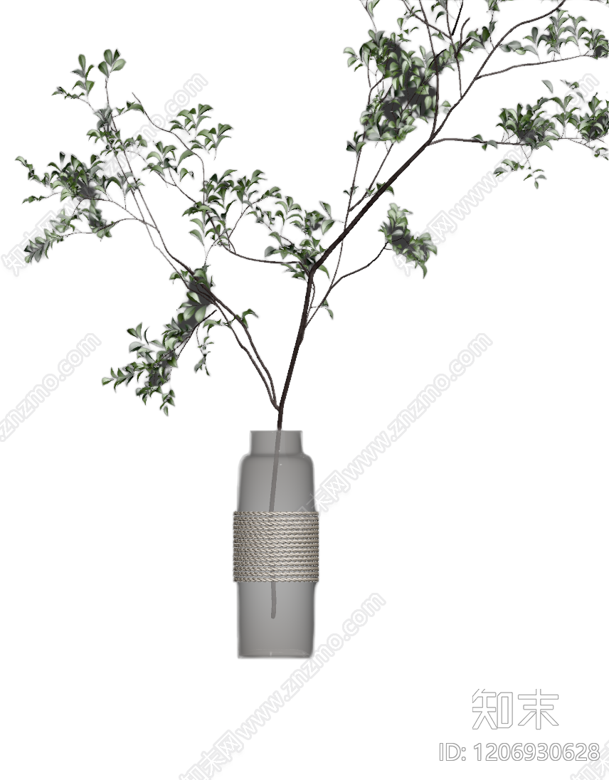 花瓶插枝装饰品3D模型下载【ID:1206930628】