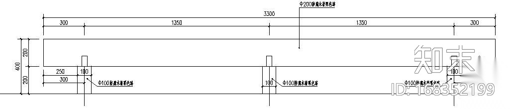 防腐木栏杆施工详图cad施工图下载【ID:168352199】