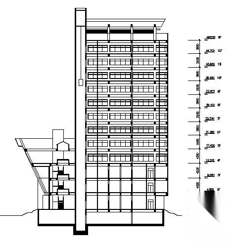 某十二层法院办公楼建筑方案图cad施工图下载【ID:151432136】