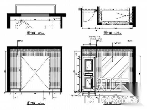 [北京]某小户型公寓样板间室内精装修施工图（含实景）cad施工图下载【ID:161688175】