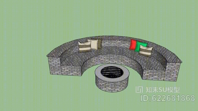 砖外火坑枕头SU模型下载【ID:622681868】