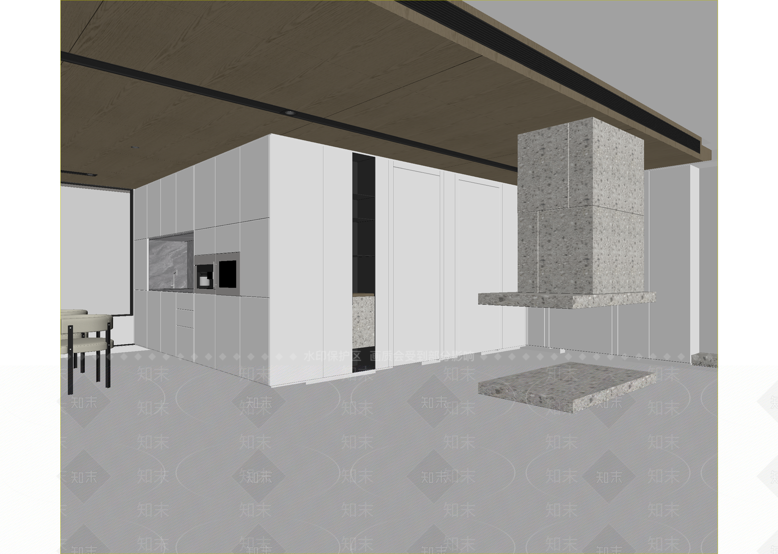 现代开放式厨房3D模型下载【ID:1214792479】