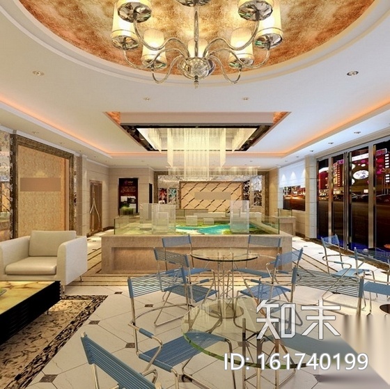 [安徽]滨湖小区现代高档售楼处室内装修施工图（含效果）cad施工图下载【ID:161740199】