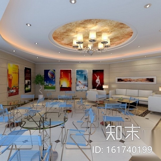 [安徽]滨湖小区现代高档售楼处室内装修施工图（含效果）cad施工图下载【ID:161740199】