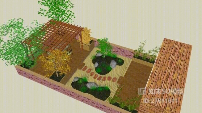 屋顶花园SU模型下载【ID:619322910】