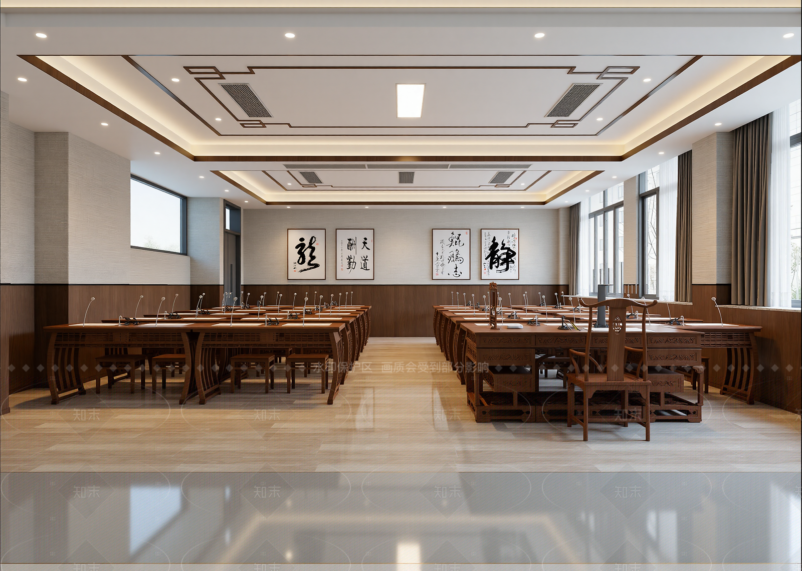 中式会议室3D模型下载【ID:1214921656】