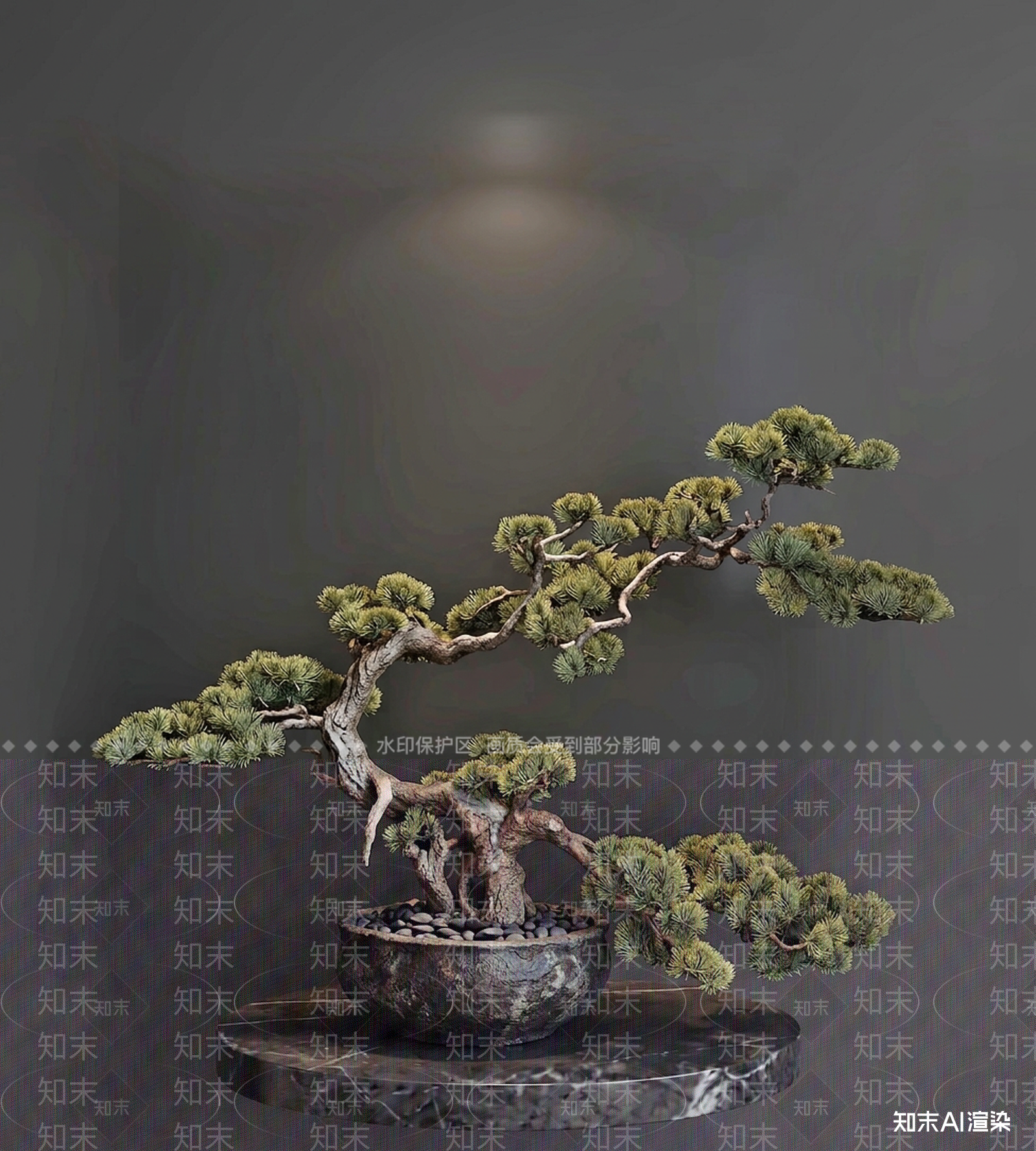 艺术盆景绿植盆栽3D模型下载【ID:1227543530】