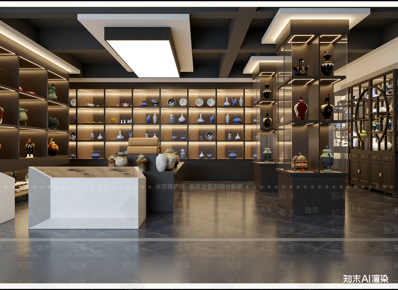 中式陶瓷展厅3D模型下载【ID:1214859576】