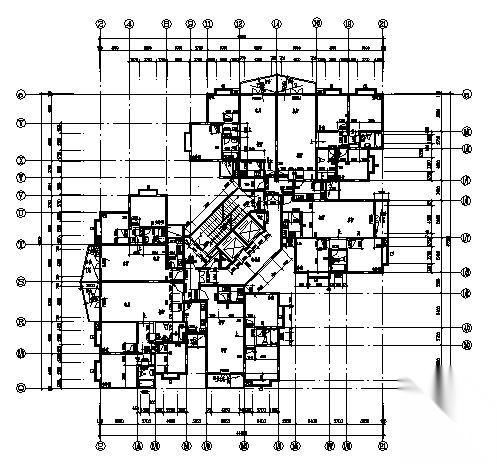 某十六层转角塔式住宅楼建筑施工图cad施工图下载【ID:150022150】