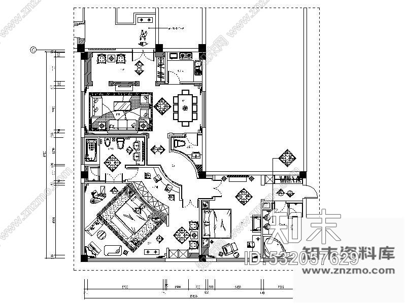 施工图某国际混搭套房室内装修图cad施工图下载【ID:532057629】