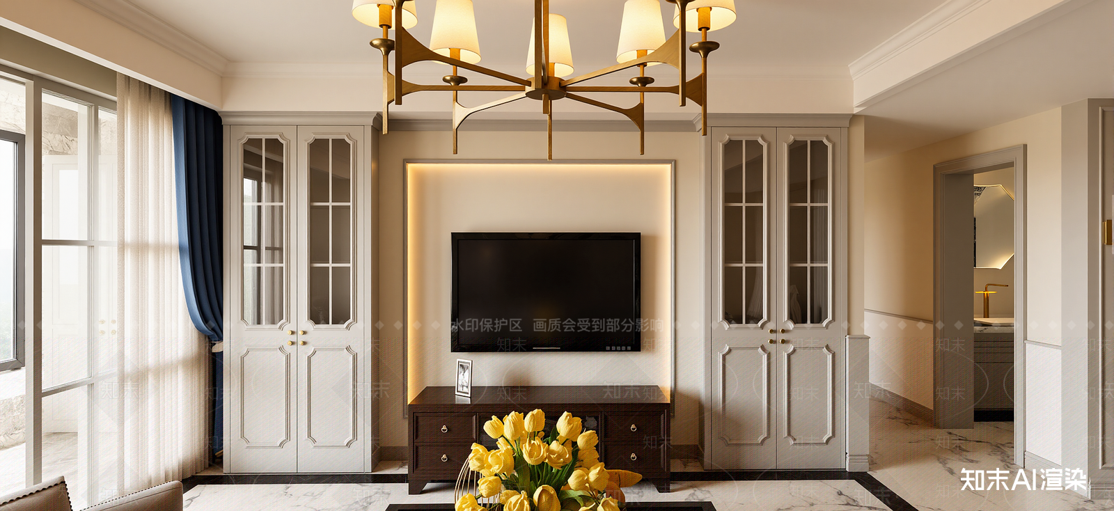 法式家居客厅SU模型下载【ID:1222226499】