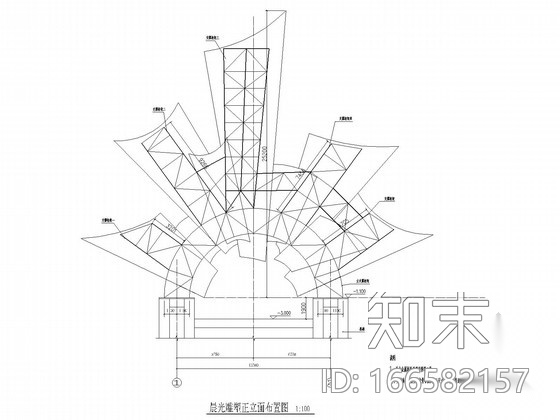 度假区广场雕塑土建及钢结构施工图cad施工图下载【ID:166582157】