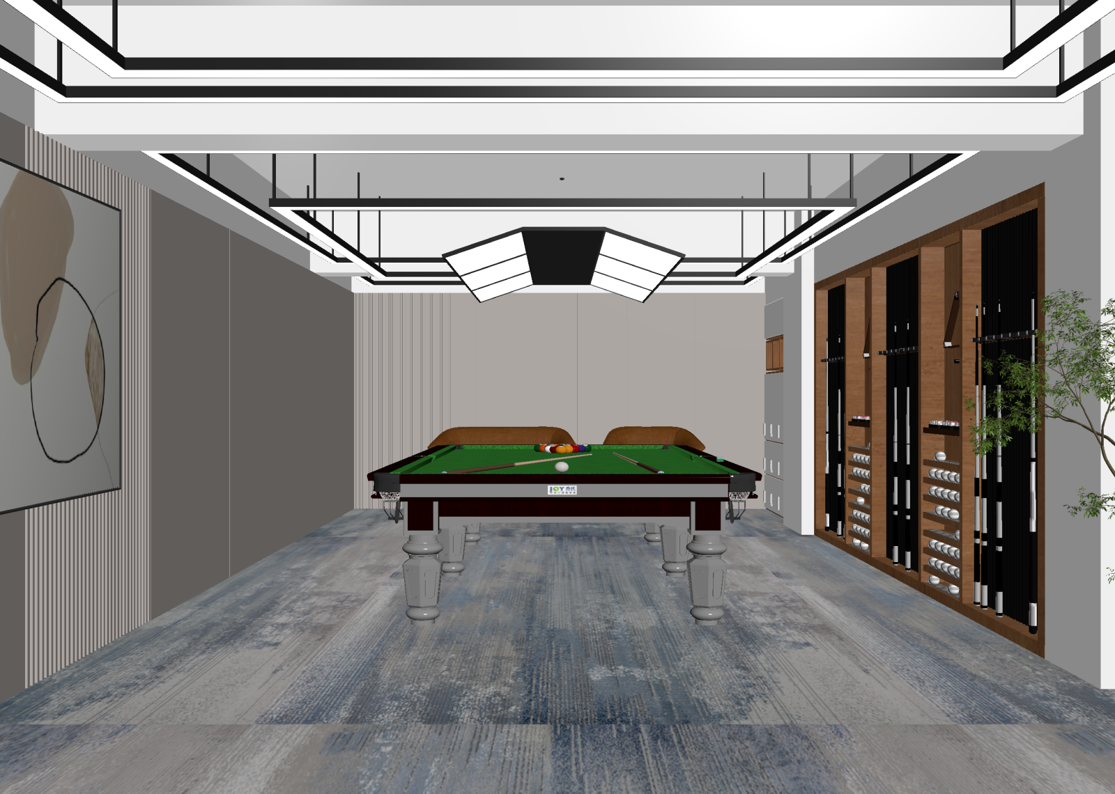 现代台球室3D模型下载【ID:1214147263】