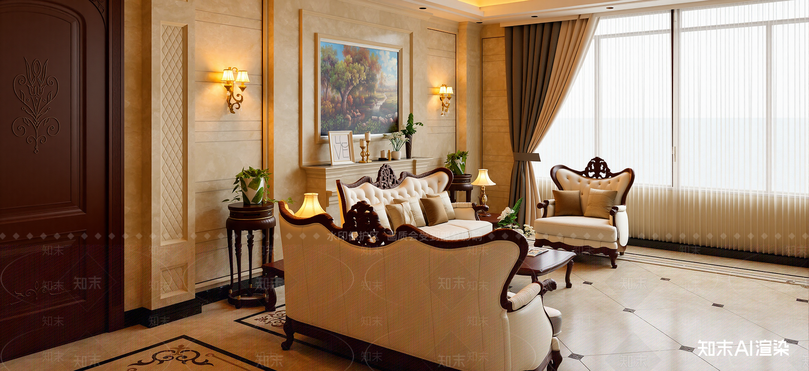欧式家居客厅SU模型下载【ID:1222254343】