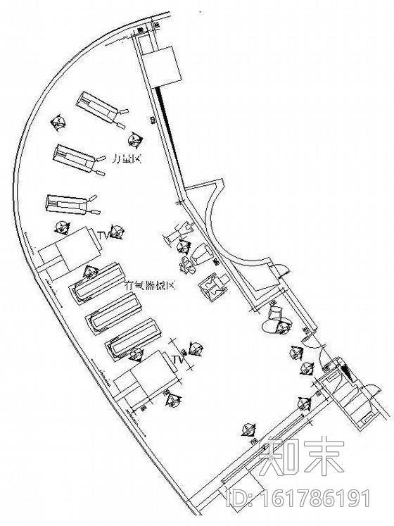 小型健身房室内设计图cad施工图下载【ID:161786191】