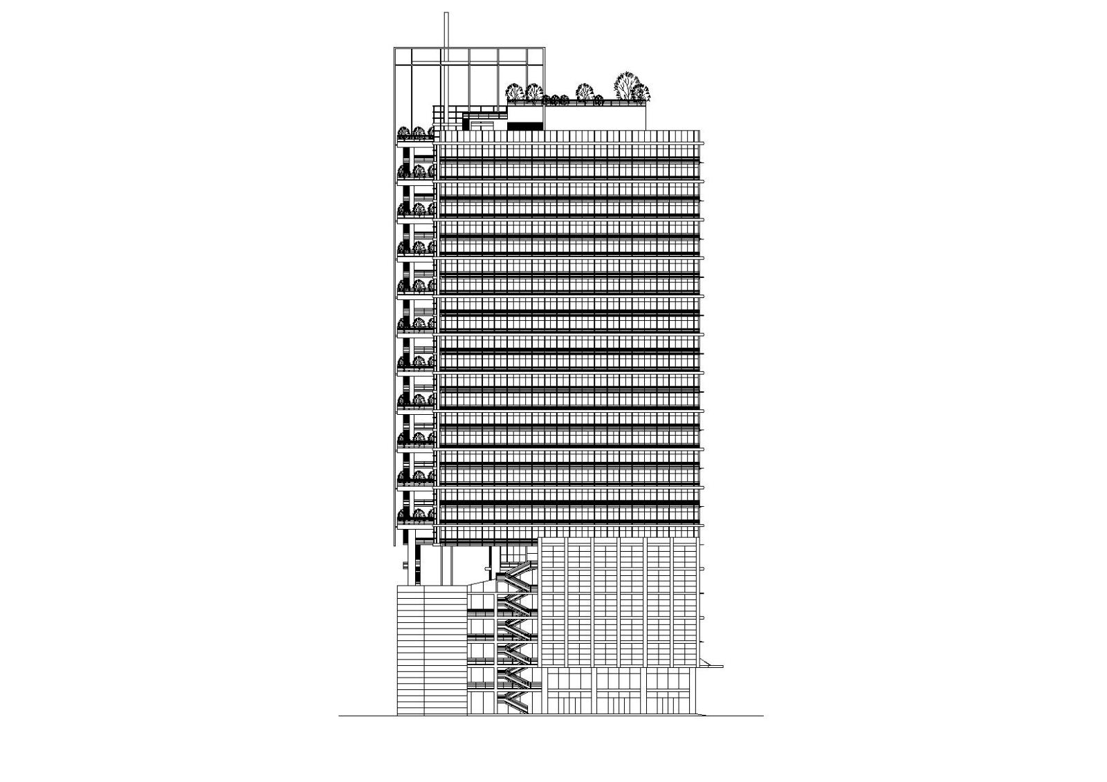 带楼顶观景平台二十九层酒店办公楼建筑施工图cad施工图下载【ID:149938107】