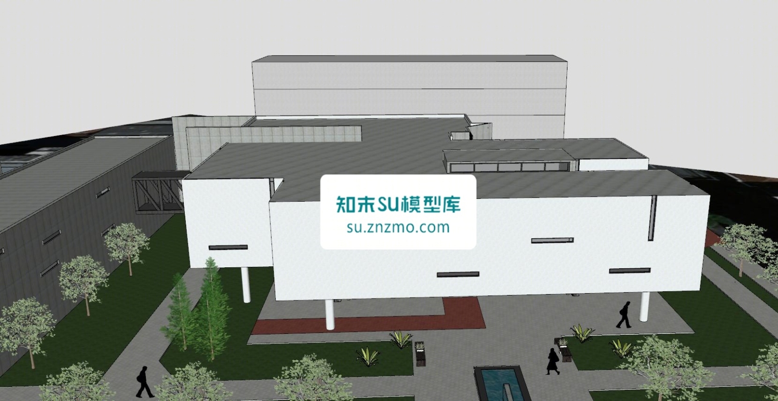 现代文化展览建筑SU模型下载【ID:148503263】